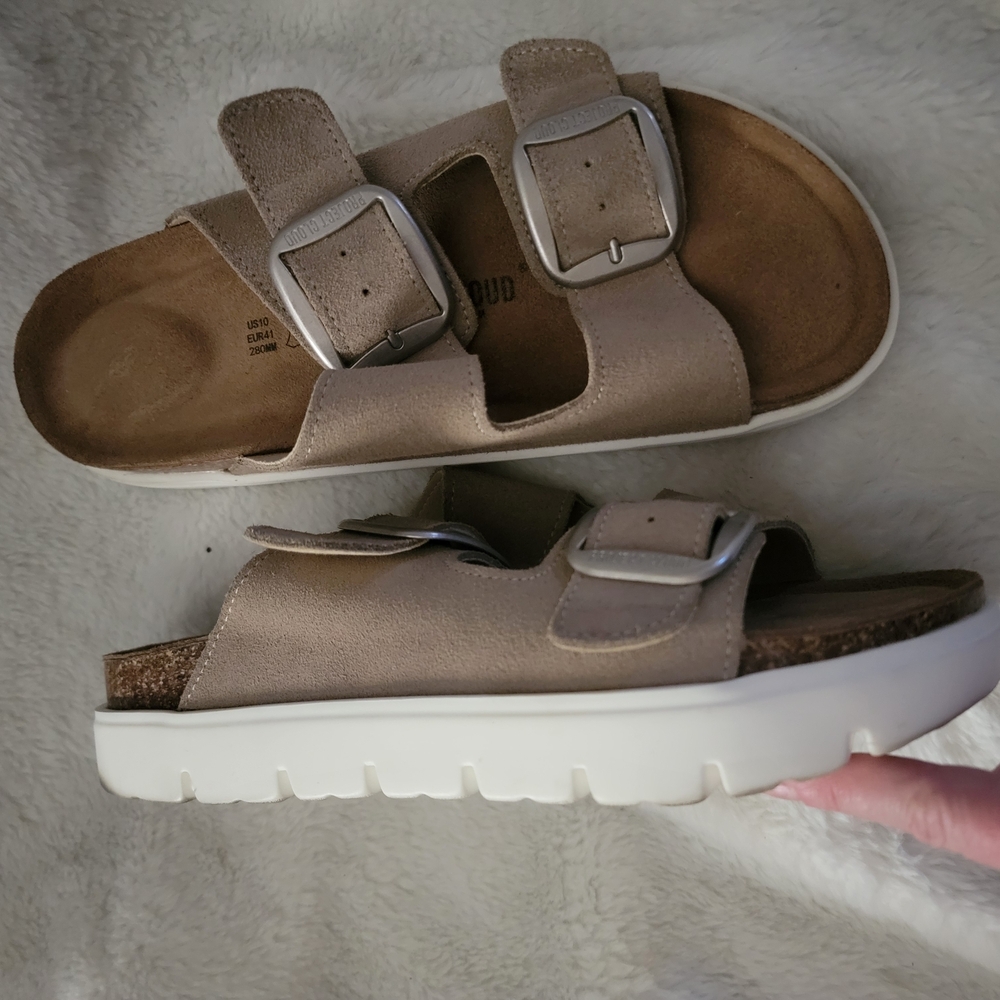 Project Cloud Memory Foam Platform Tan Sandals Size 10 - Picture 2 of 6